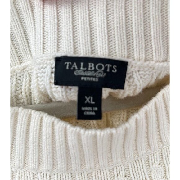 Talbots Cable Knit 3/4 Cable Knit 3/4 Sleeve Sweater Cream Size Petite XL - Picture 5 of 12